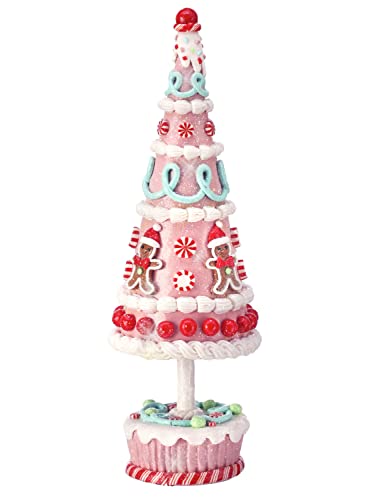 Christmas Candy and Cake Cone Tree Decor - 15.5 Inch Clay Dough Holiday Ornament