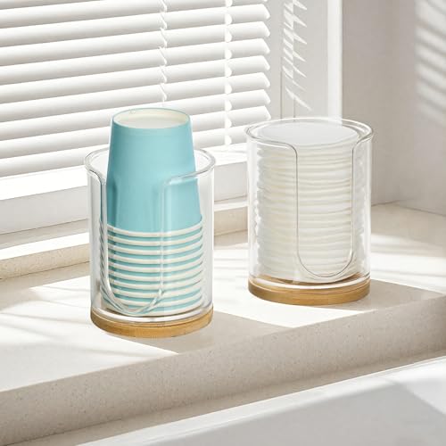 Acrylic Bathroom Cup Dispenser for 3 oz Disposable Cups, Clear Vanity Holder