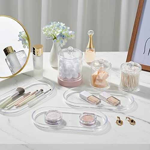 SheeChung Clear Acrylic Vanity Tray Set - 2 Pack, 9.65" x 4.5" x 0.79"