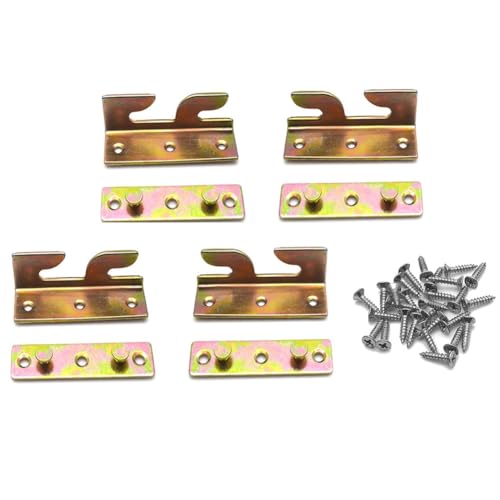 RUIAN Yellow Bed Rail Brackets Set of 4 Heavy Duty Iron Replacement Parts