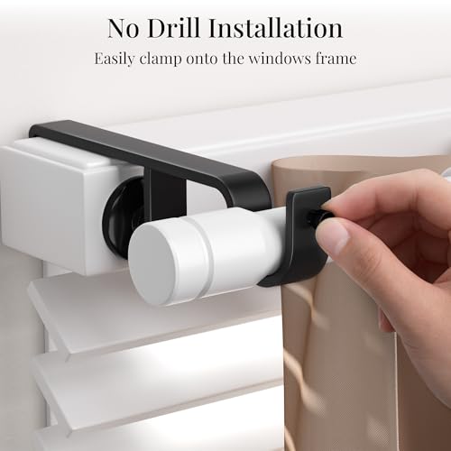 Pickpiff No-Drill Curtain Rod Brackets for Over-Blinds - Black, 2 Pack