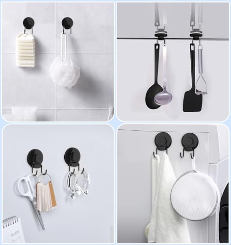 Heavy Duty Shower Suction Cup Hooks - Removable & Reusable, 2 Pcs