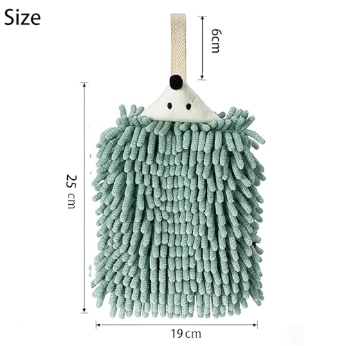 Cute Hedgehog Chenille Hand Towel with Hanging Loop - Quick Dry & Absorbent