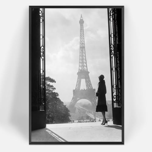 Trendy Black and White Eiffel Tower Canvas Poster – 8x12in