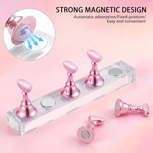 BAGTeck Magnetic Press On Nail Holder and Stand Kit for Nail Art Painting