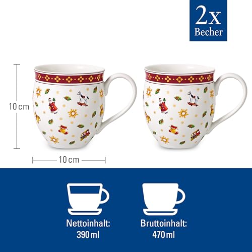 Toy’s Delight Mug Set - 2-Piece Premium Porcelain Coffee Cups, 11.5 oz, White with Toys Pattern (Variation: Mug Set Toys / 11.5 Ounces / White / Coloured)