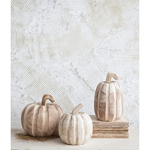 Creative Co-Op Hand-Carved Paulownia Wood Pumpkin