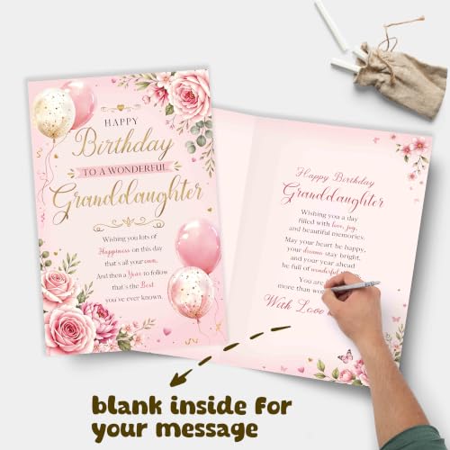Heartfelt Birthday Card for Granddaughter from Grandparents with Envelope
