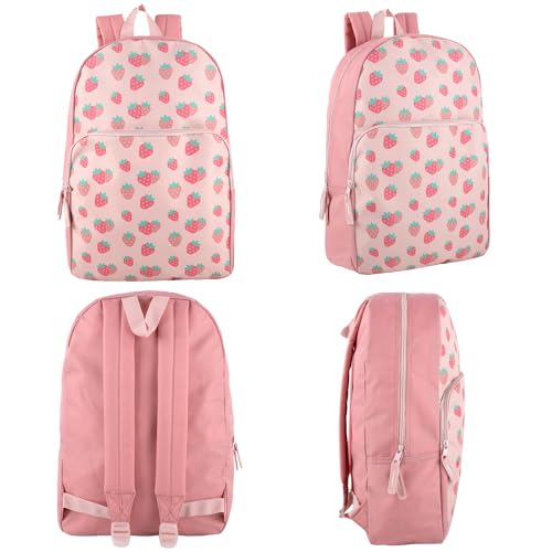 Trail Maker Kids School Backpack 17 Inch Sweet Strawberries Print for Girls & Boys