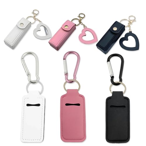 9-Piece PU Leather Lipstick Holder Keychain and Lip Gloss Case Set