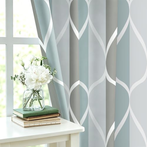 Gelbchu Geometric Shower Curtain, Grey Water-Repellent Fabric, 72x72 Inch