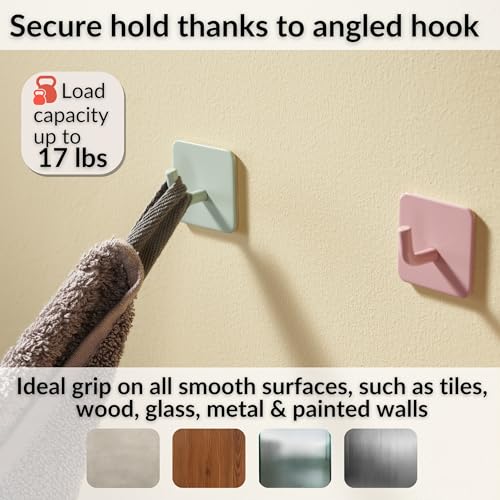 DEKAZIA Mint Green Adhesive Wall Hooks - Set of 4 for Kids Room