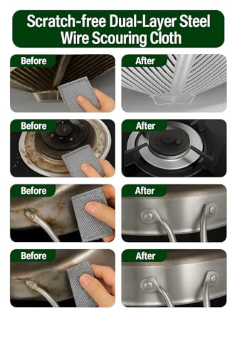 16 Pack Non-Scratch Stainless Steel Wire Dishcloths - Reusable Scrubbers