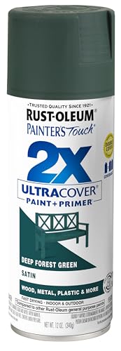 Rust-Oleum Painter's Touch 2X Ultra Cover Spray Paint, Satin Deep Forest - Fast Drying & Durable for Indoor/Outdoor Use