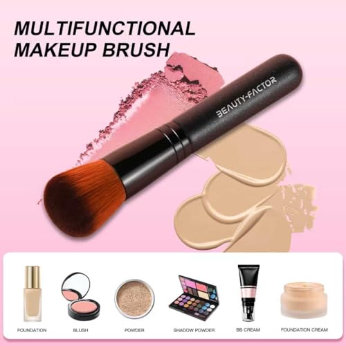 BEAUTYFACTOR Domed Foundation Brush Soft Synthetic Kabuki Makeup Brush
