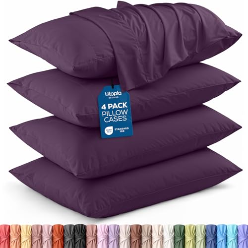 Utopia Bedding Purple Queen Size Pillow Cover Set of 4 - Microfiber, Soft & Fade-Resistant