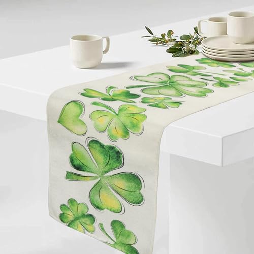 St. Patrick's Day Shamrock Table Runner, 13x72 Inch for Indoor/Outdoor Use