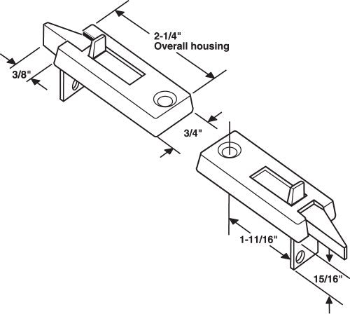 Prime-Line F 2628 Vinyl Window Tilt Latch Set, 1-11/16" Hole Center, Black