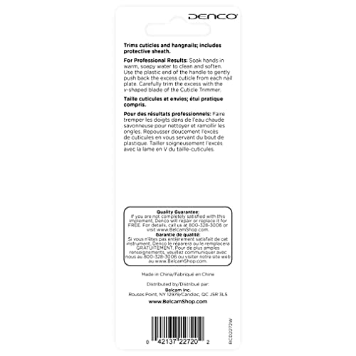 Denco Stainless Steel Cuticle Trimmer with Pusher and Sheath