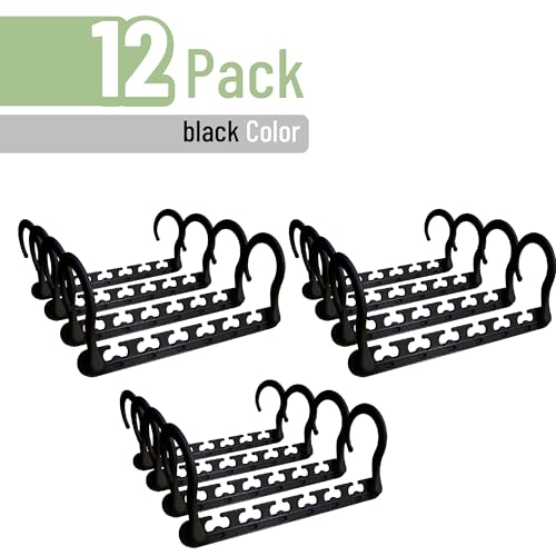 Mr. Pen Space-Saving Plastic Hangers Set - 12 Multi-Use Hangers with 6 Slots & 360° Rotating Hooks