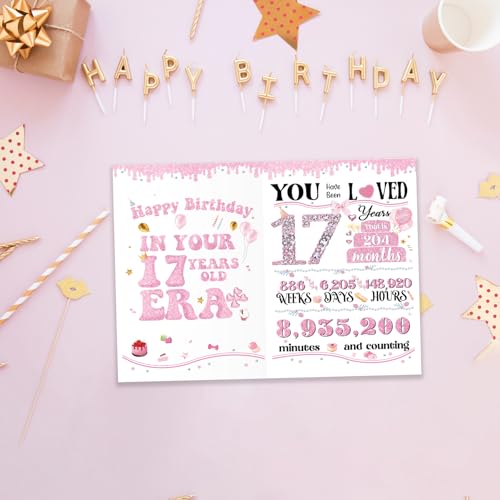 Cute 17th Birthday Card for Girls - Sweet Gift for Besties