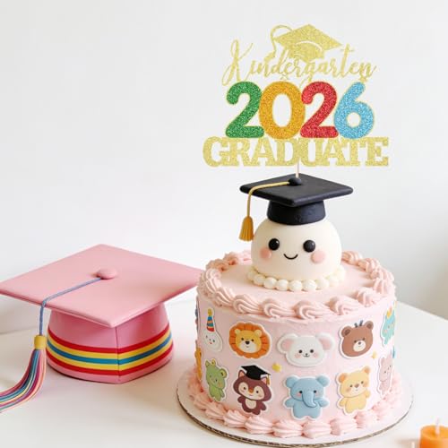 2026 Kindergarten Graduation Cake Topper - Gold Decoration