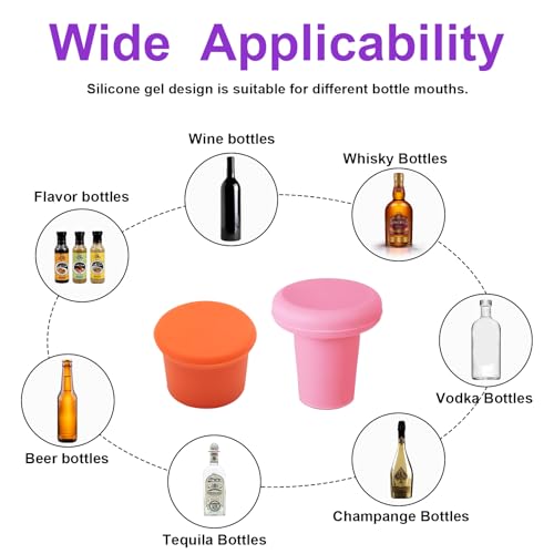 8-Pack MultiColor Silicone Wine Stoppers - Reusable Airtight Bottle Corks