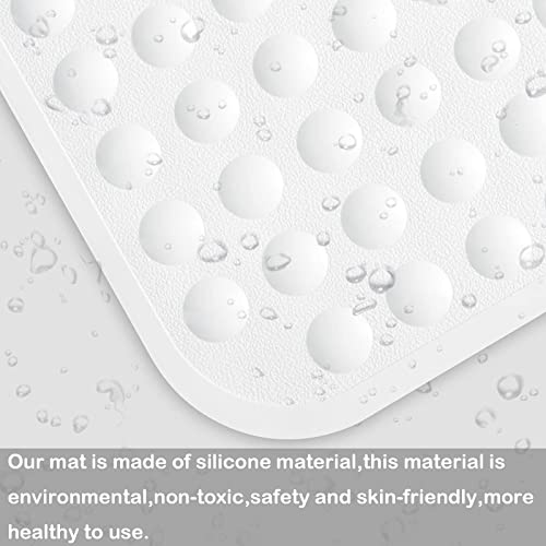 Yanzifly 27x15.3 Inch Silicone Non-Slip Bathtub Mat with Suction Cups, White
