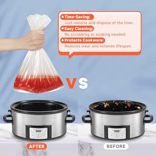 JVVFUU 10-Pack Slow Cooker Liners 6-10 Quart, 14x22 inch, Disposable