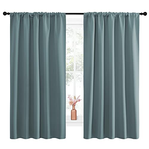 NICETOWN Greyish Blue Blackout Curtains, 52" x 63" (Pack of 2)