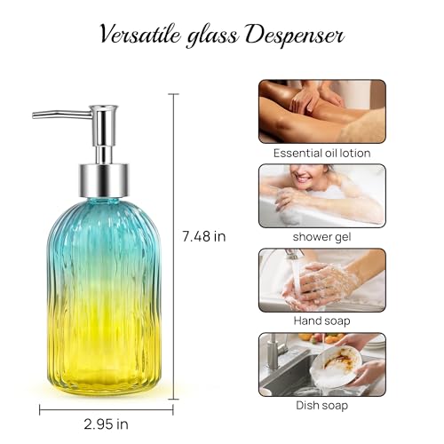 Gradient Glass Soap Dispenser Set - 16oz Hand Soap Bottles (2 Pack)
