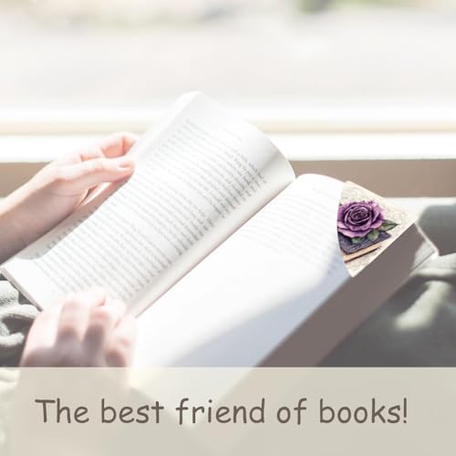 PU Leather Bookmarks 2-Pack Purple Rose Book Design Page Marker