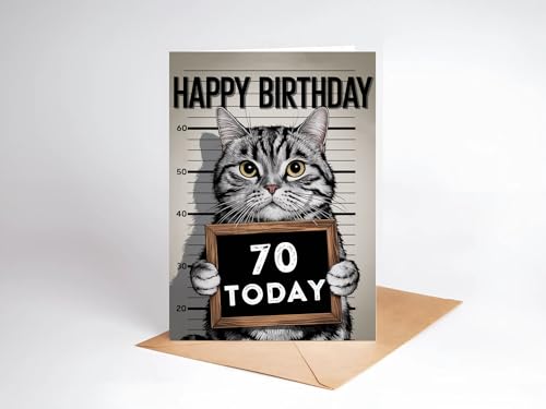 Funny 70th Birthday Cat Card - Unique Greeting Card for Cat Lovers