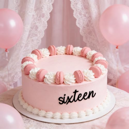 Elegant Acrylic 'Sixteen' Cake Topper for 16th Birthday & Anniversary