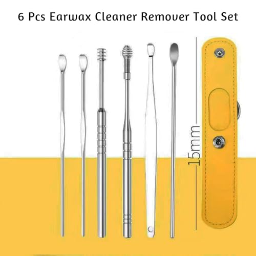 6-Piece Stainless Steel Earwax Removal Tool Set with Leather Case