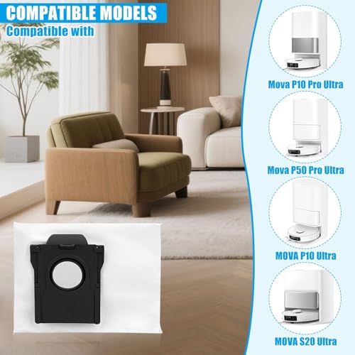 6 Pack Dust Bags for Mova P10 Pro Ultra & S20 Ultra Vacuum