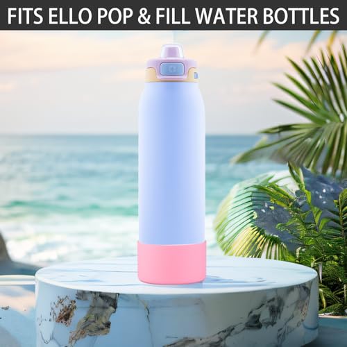 2 PCS Silicone Bottom for Ello Pop 32 OZ Water Bottle, Water Boot for Ello Pop,Avoid Scratches and Noise (Rose Red, 22oz)