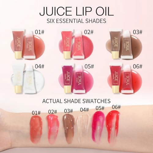 FYNLA Moisturizing Lip Oil - Non-Sticky Glass Shine Tinted Lip Gloss #06 Crisp Apple