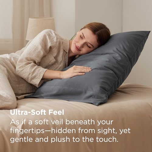Bedsure Standard Pillow Cases Set of 2 - Dark Grey, 20x26 Inches