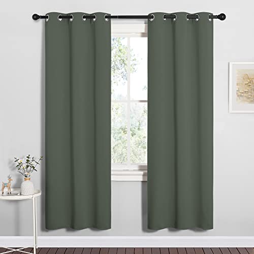 NICETOWN Dark Mallard Blackout Curtains 34"W x 72"L, Pack of 2, Grommet Top