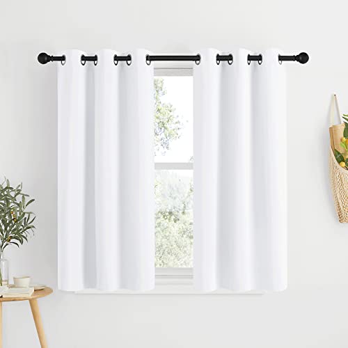 NICETOWN 34" x 48" Pure White Curtains - 50% Sunlight Blocking, Grommet Top Drapes (2 Panels)