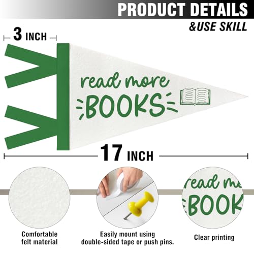 Read More Books Pennant Flag - Kids Room Decor, 8x17 Inch