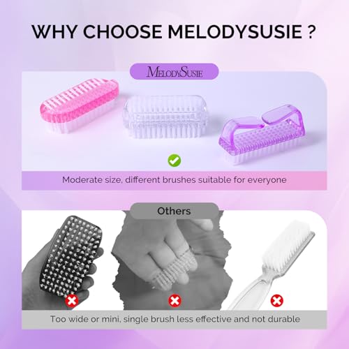 MelodySusie 3-Pack Nail Brush Set for Cleaning Fingernails and Toenails