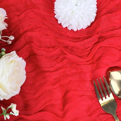 Red Cheesecloth Table Runner 35 x 120 Inches - 12 Pack, 10 Ft Each - Wedding & Party Decor