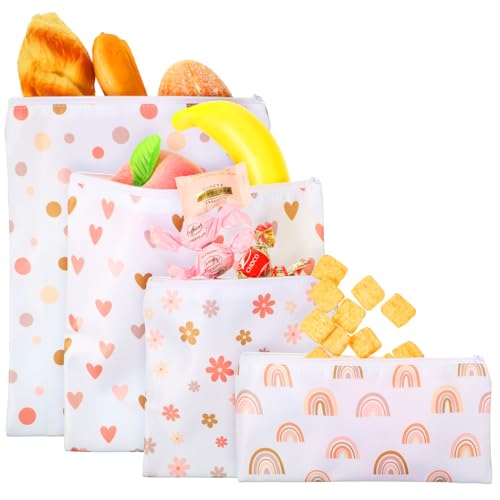 Paterr 4-Piece Reusable Snack & Sandwich Bag Set - Rainbow Design