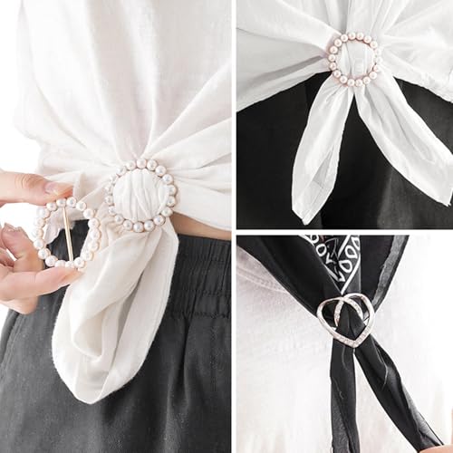 4PCS Scarf Ring Clips for Women - Button Covers & Shirt Tighteners