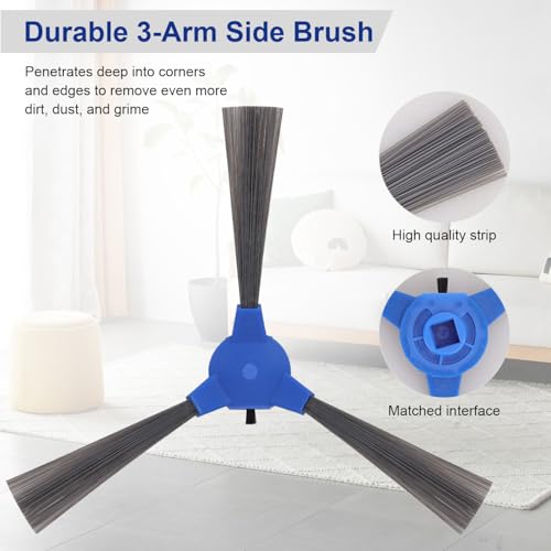 Sgizoku Replacement Parts for Eufy 11S Max, 15C Max, 30C Max, G30, G30 Edge & G30 Hybrid Robotic Vacuum Cleaner — 1 Roller Brush, 4 HEPA Filters, 4 Side Brushes
