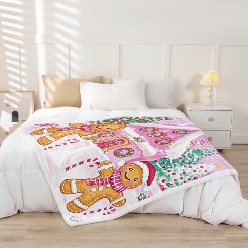 Kids Pink Merry Christmas Fleece Throw Blanket Queen 90x90 - Feelyou Variation 100 / Queen