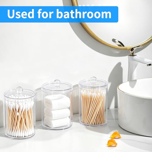 3-Pack Clear Acrylic Qtip Holder Dispenser for Bathroom Storage