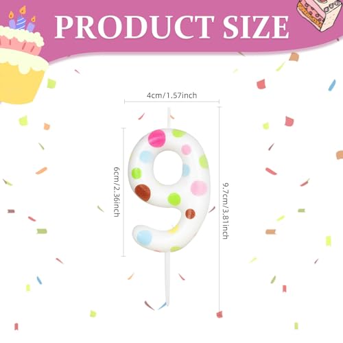 Polka Dot Number 6 Birthday Candle - Colorful 2.4 Inch Cake Topper